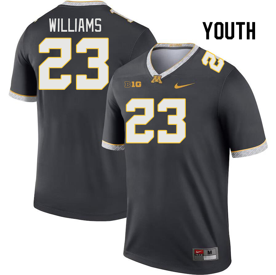 Youth #23 Marquese Williams Minnesota Golden Gophers College Football Jerseys Stitched Sale-Charcoal